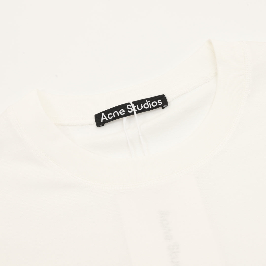 Acne Studios Vintage-Style Letter Logo Short-Sleeve T-Shirt in White