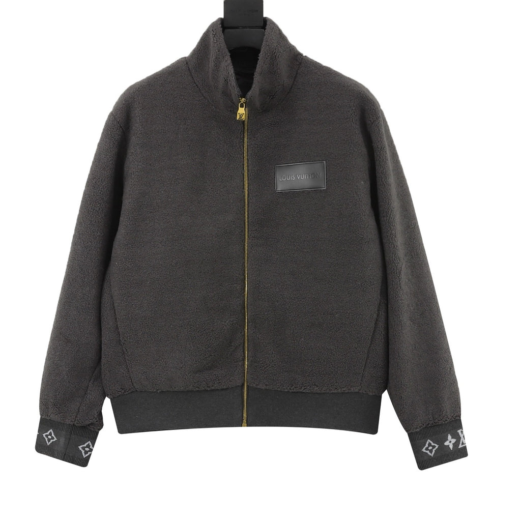 Louis Vuitton Women's & Men's Dark Grey Stand-Collar Full-Zip Fleece Jacket