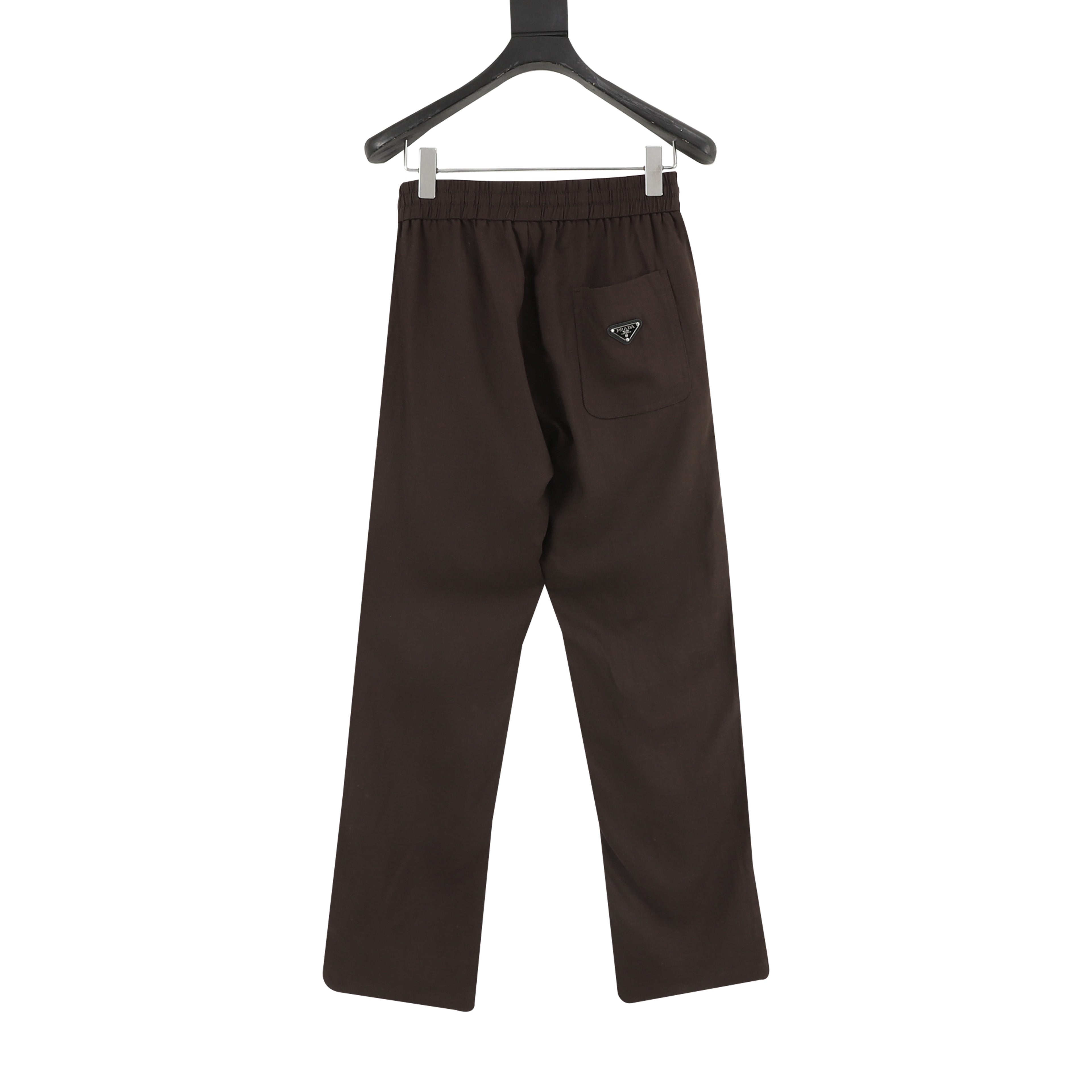 Prada Triangle Logo Linen-Blend Drawstring Wide-Leg Trousers