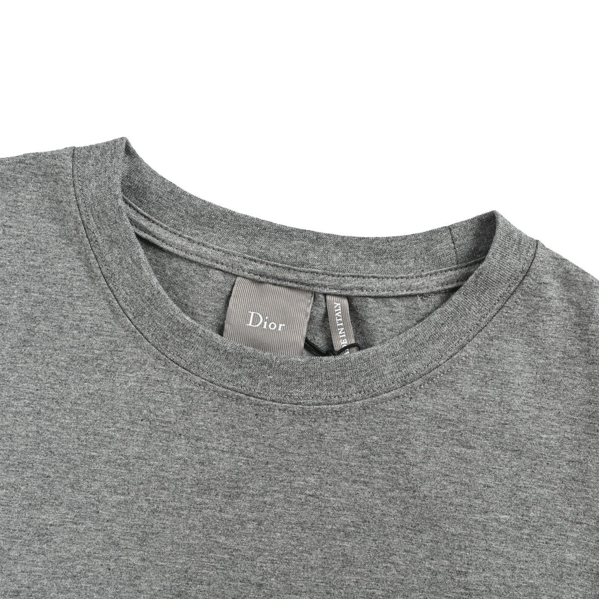 Dior Men's Grey Cartoon Embroidered Short-Sleeve T-Shirt