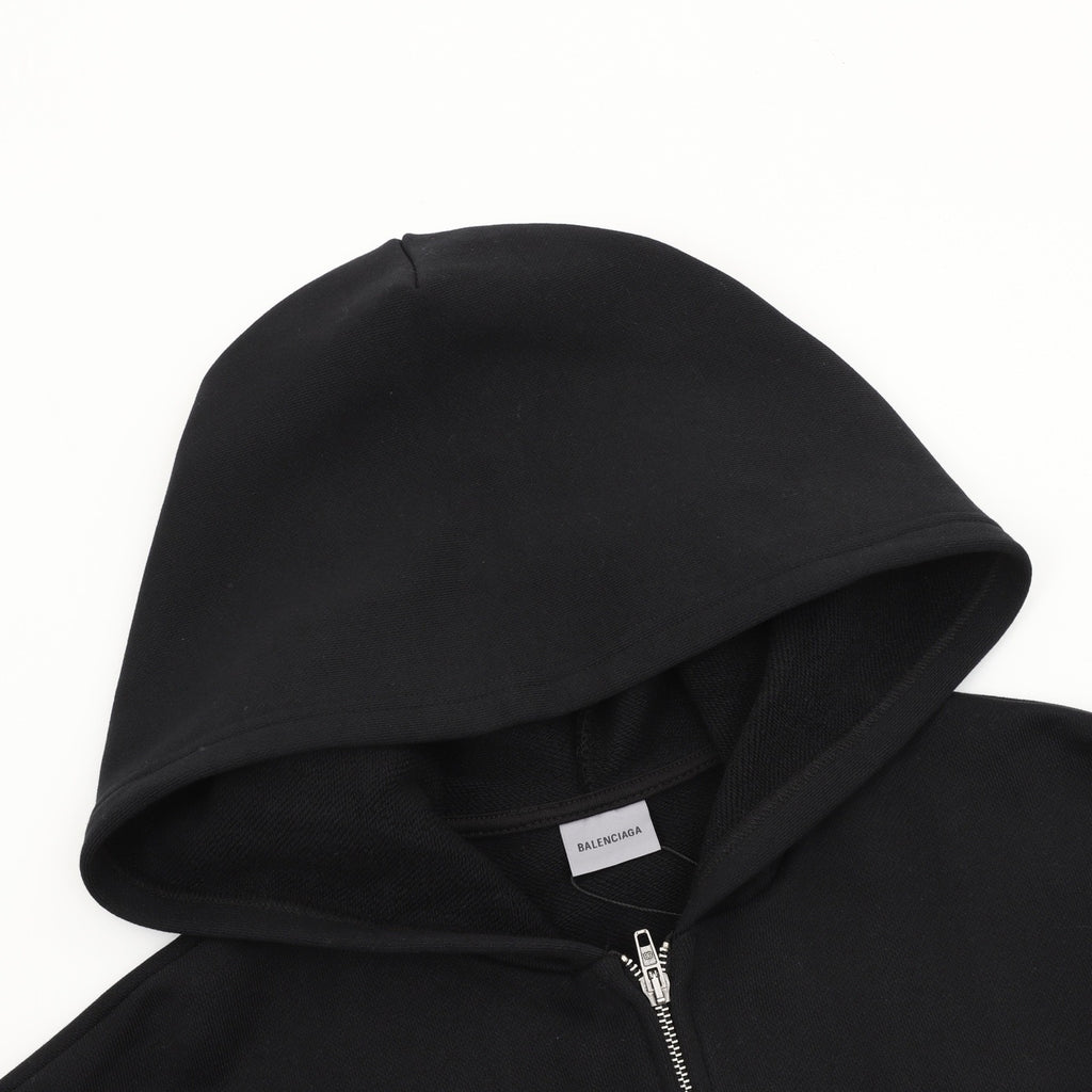 Balenciaga Women's & Men's Black 8B Logo Zip-Up Hoodie