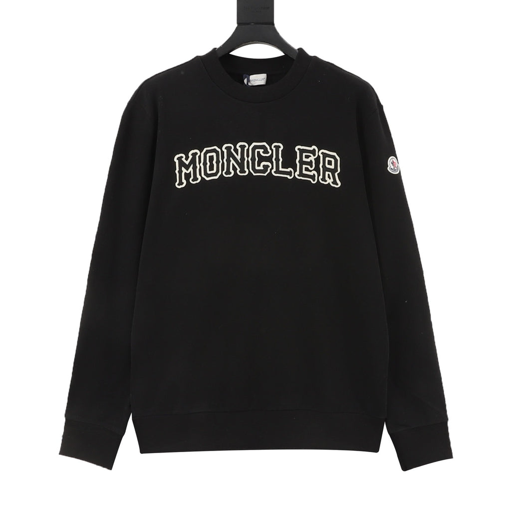 Moncler Women's Men's Black Logo Crewneck Sweatshirt