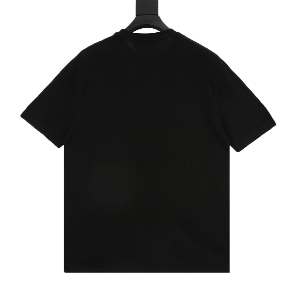 Louis Vuitton White Logo Print Knit Short-Sleeve T-Shirt in Black