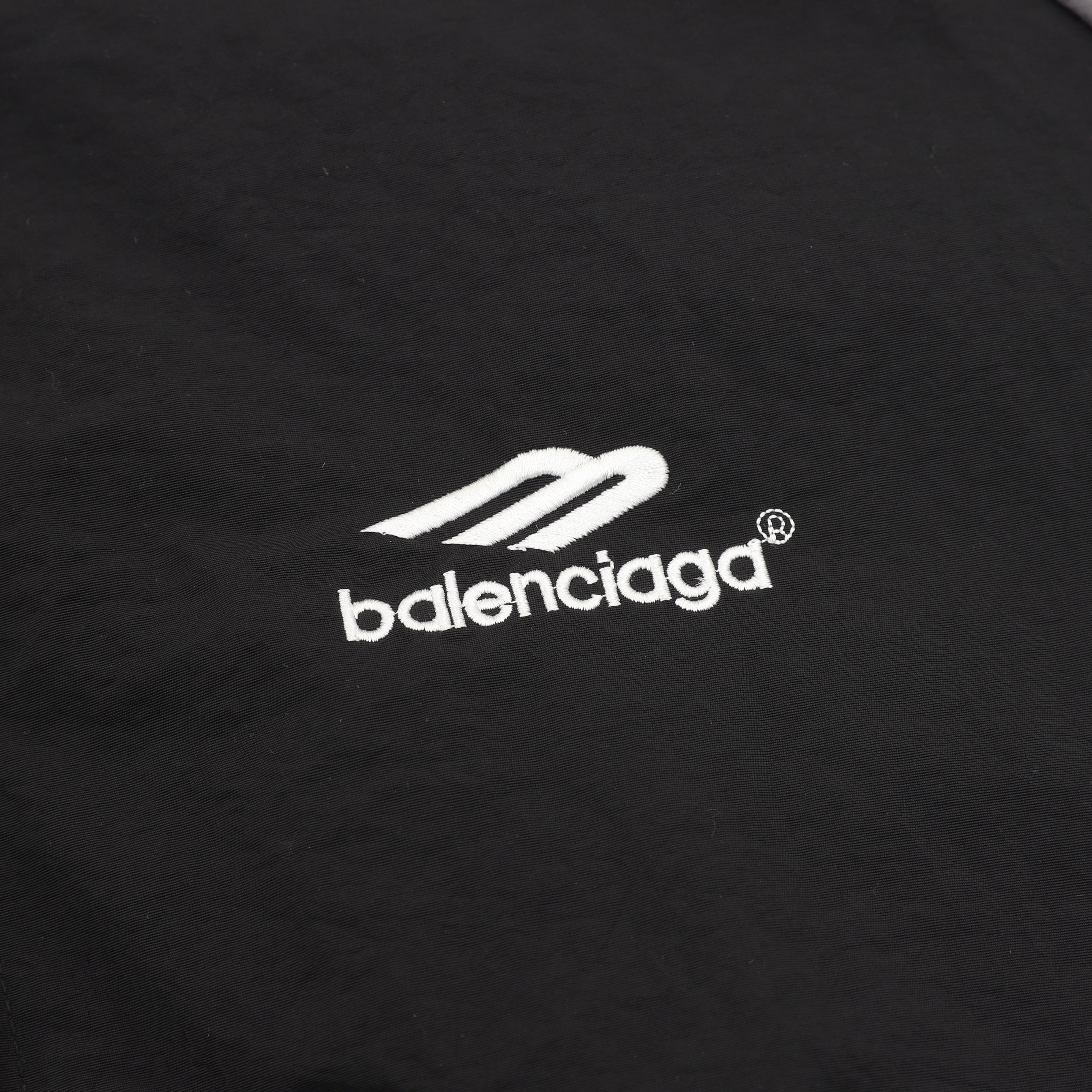 Balenciaga BLCG Sport Logo Track Jacket — Black, Geometric Panel | FW24