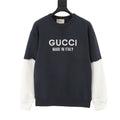 Gucci Women's Men's Navy Logo Patchwork Crewneck Sweatshirt