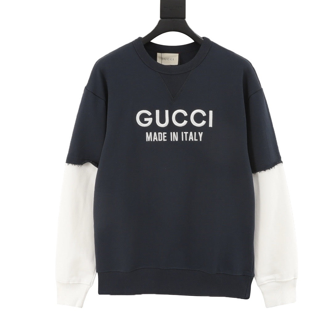 Gucci Women's Men's Navy Logo Patchwork Crewneck Sweatshirt