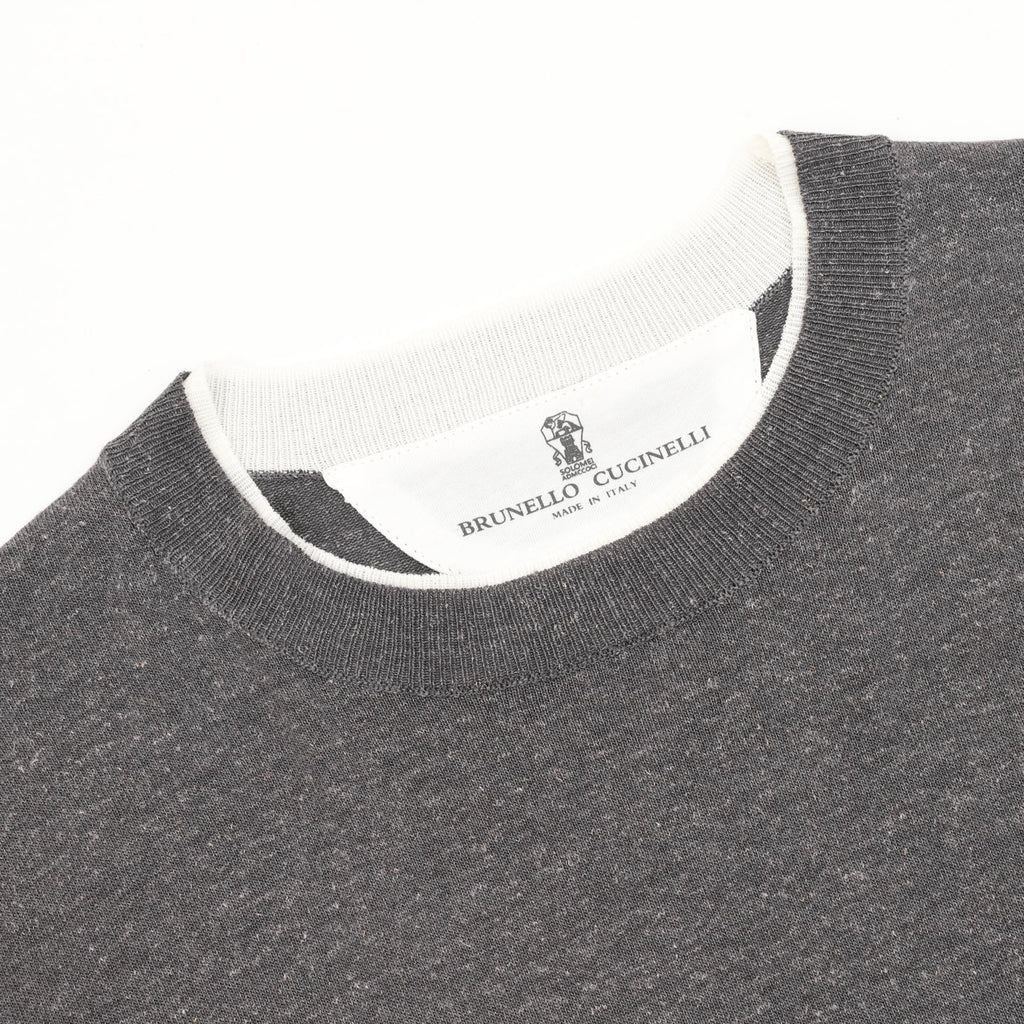 Brunello Cucinelli Layered Look Two-in-One Knit Short-Sleeve T-Shirt