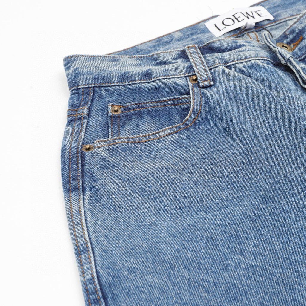 Loewe Anagram Knee Embroidered Wide-Leg Denim Jeans