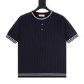 Brunello Cucinelli Striped Patchwork Knit Short-Sleeve Top