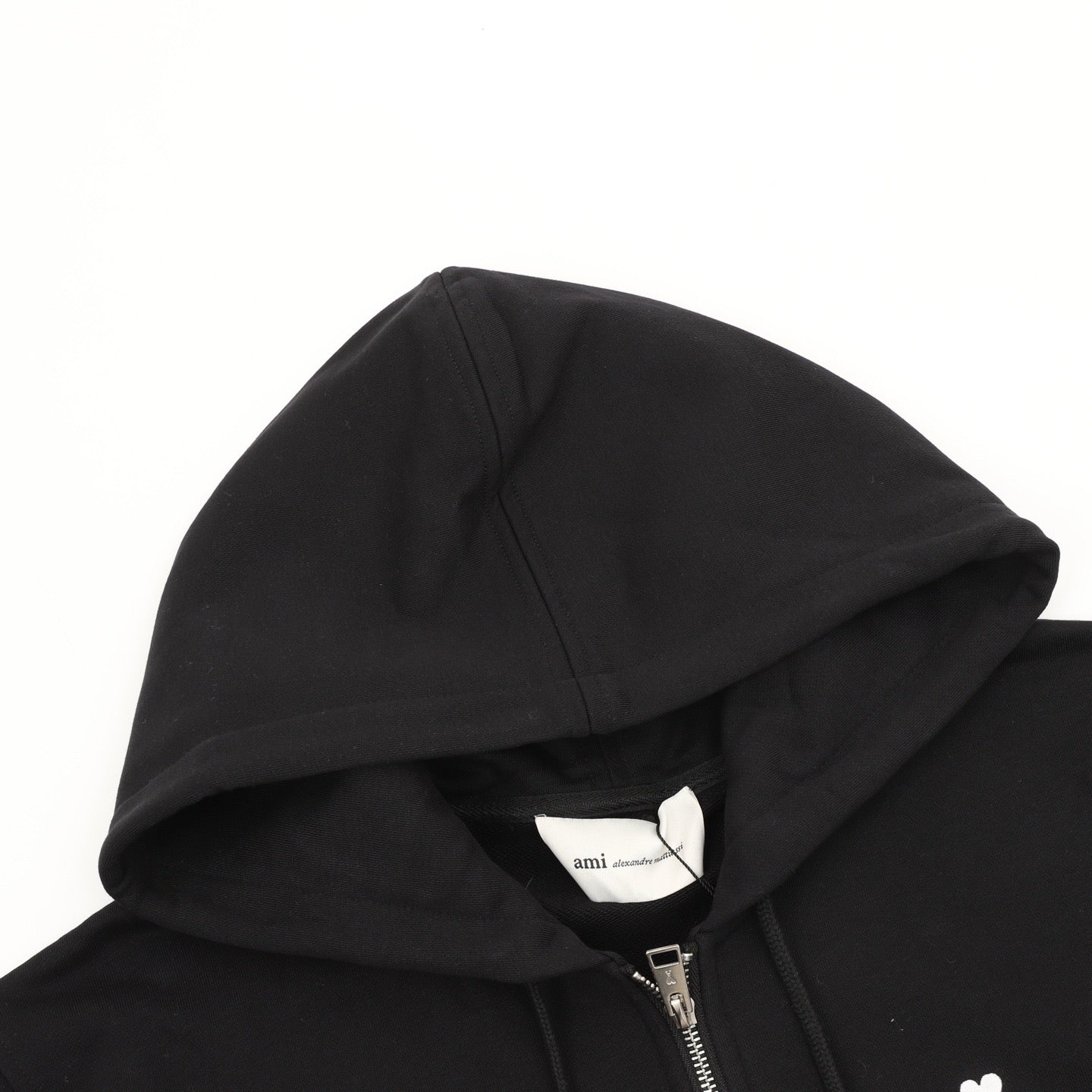 AMI Paris Ami de Cœur Zip-Up Hoodie — Black, Heart Logo