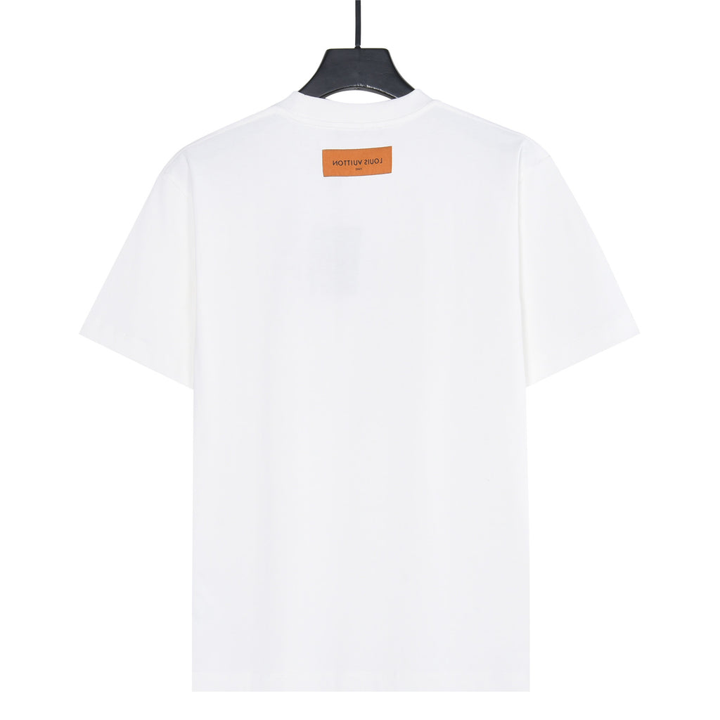 Louis Vuitton Drip-Effect LV Logo Short-Sleeve T-Shirt in White
