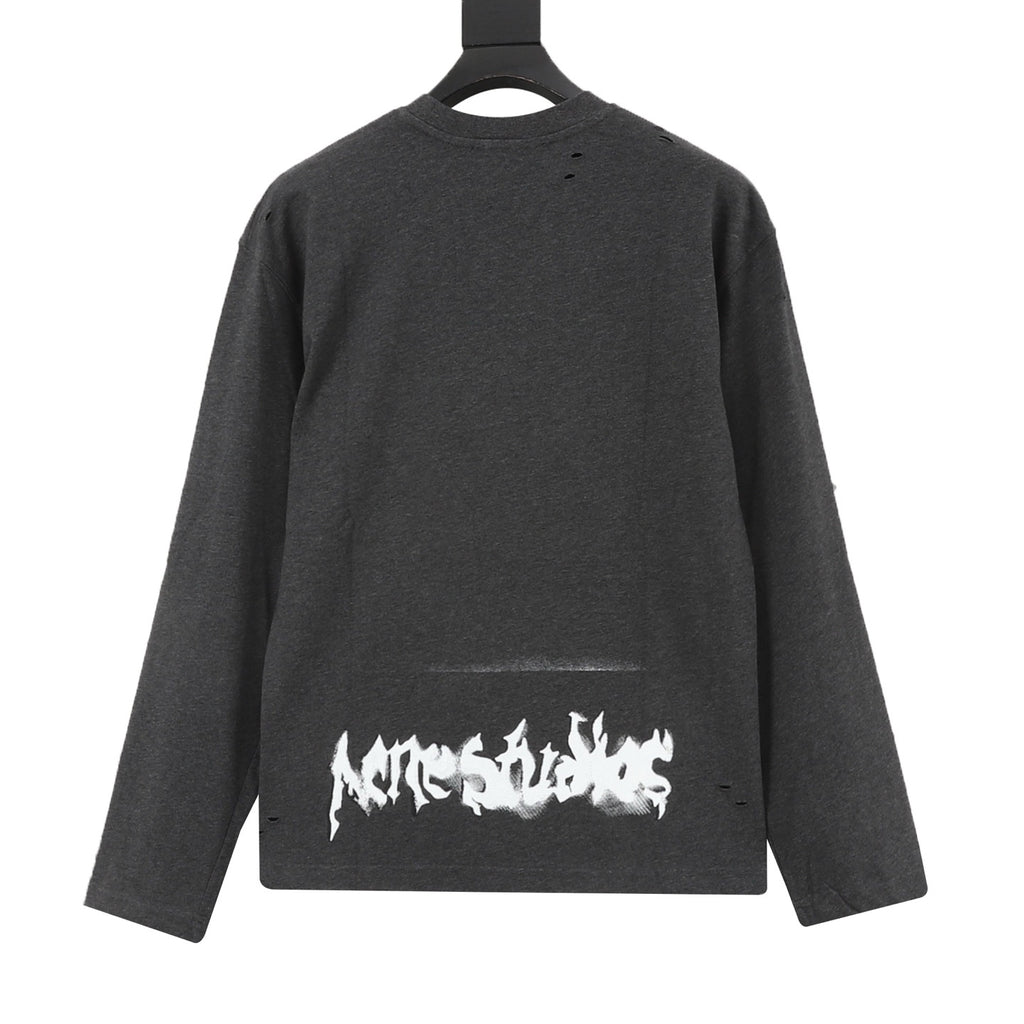Acne Studios Women's & Men's Dark Grey Graffiti Logo Long-Sleeve Tee