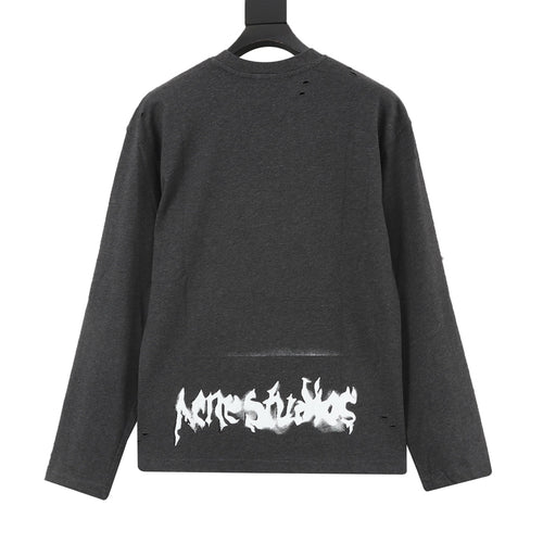 Acne Studios Women's & Men's Dark Grey Graffiti Logo Long-Sleeve Tee
