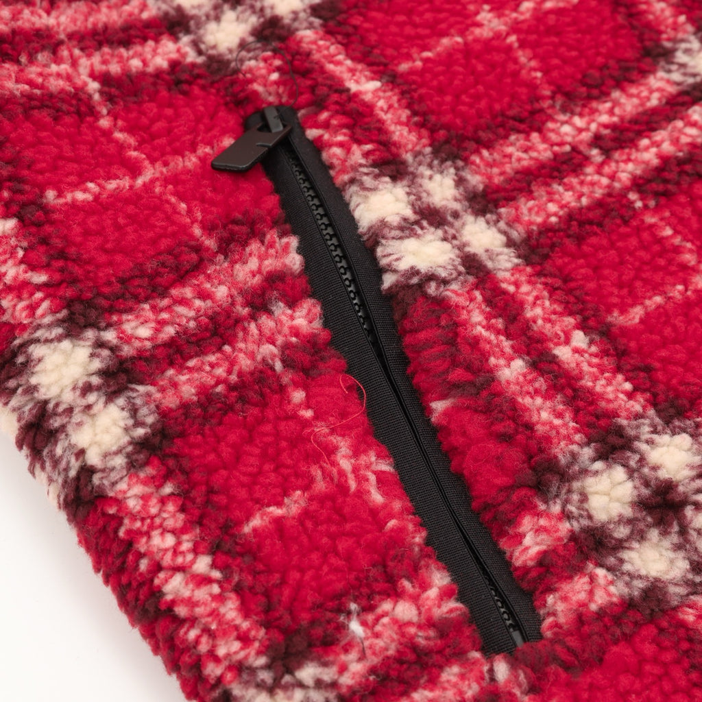 Burberry Red Check Wool-Blend Teddy Jacket