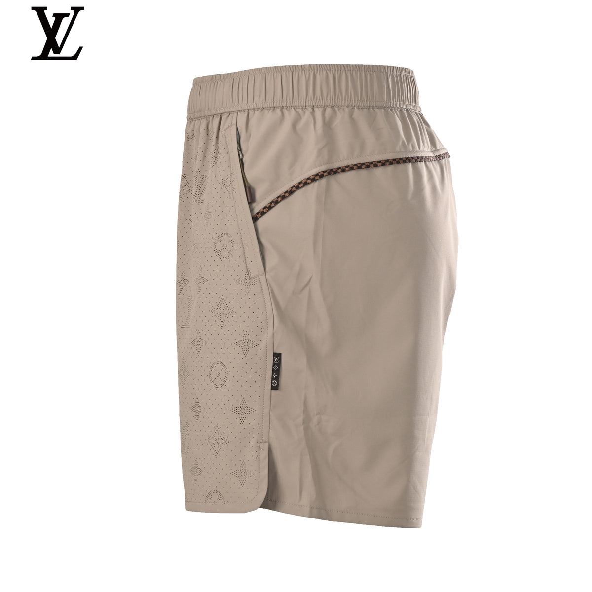 Louis Vuitton Beige Perforated Monogram Elastic Waist Shorts