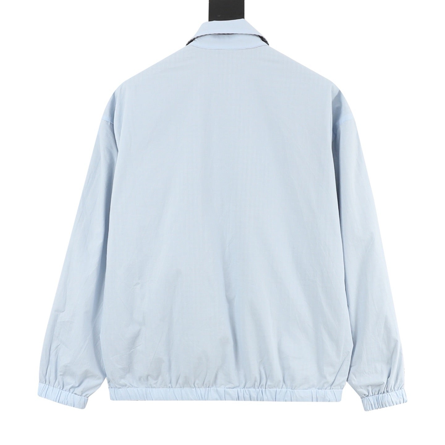 Prada Triangle Logo Check Zip-Up Lapel Jacket | Grey Plaid Lightweight Luxury Outerwear