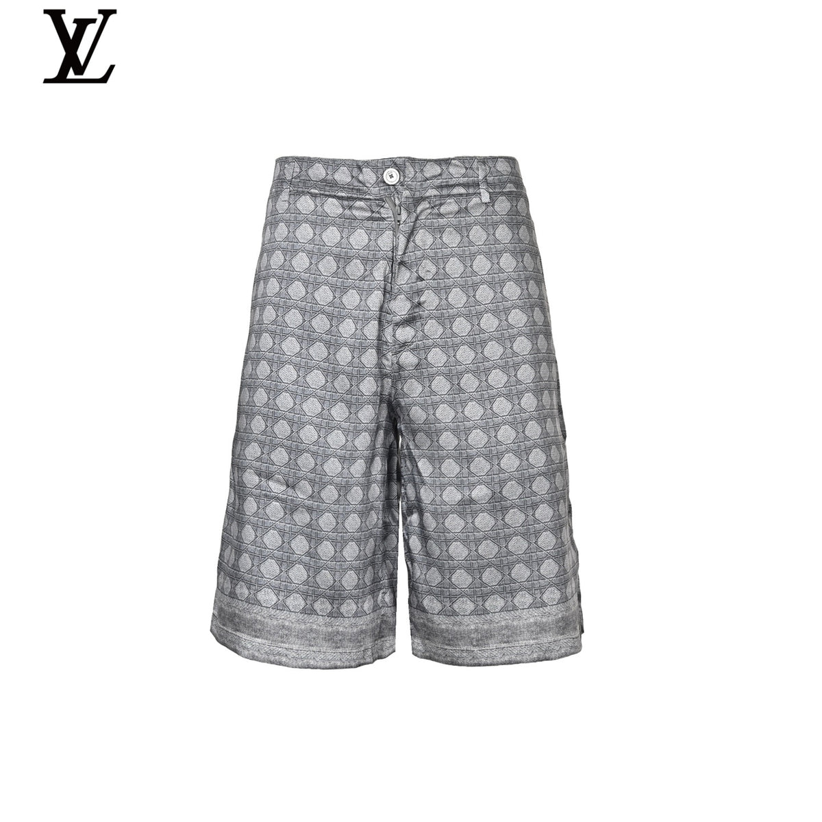 Louis Vuitton Grey Geometric Pattern Silk Shorts