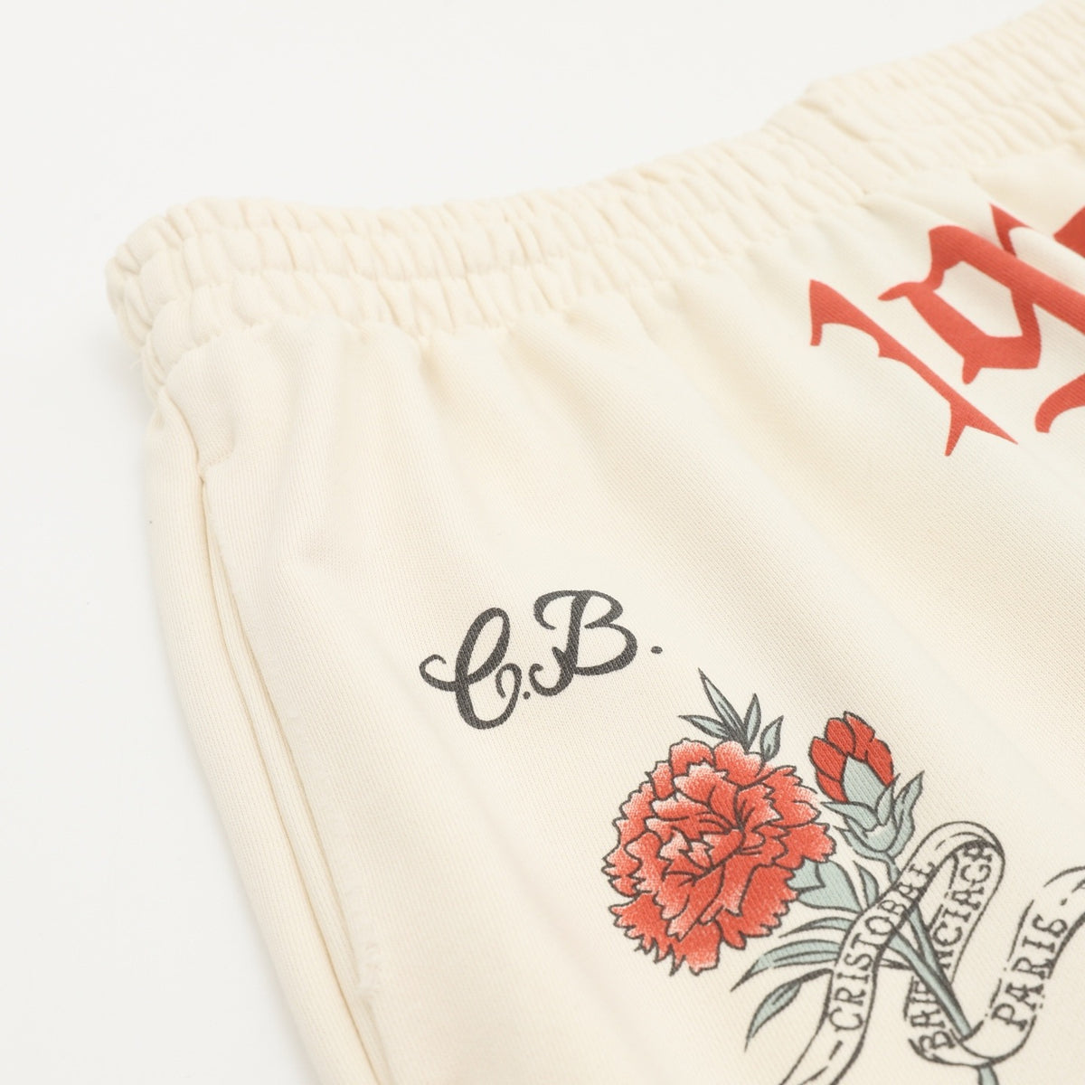 Balenciaga Women's Men's Cream Printed Wide-Leg Sweatpants