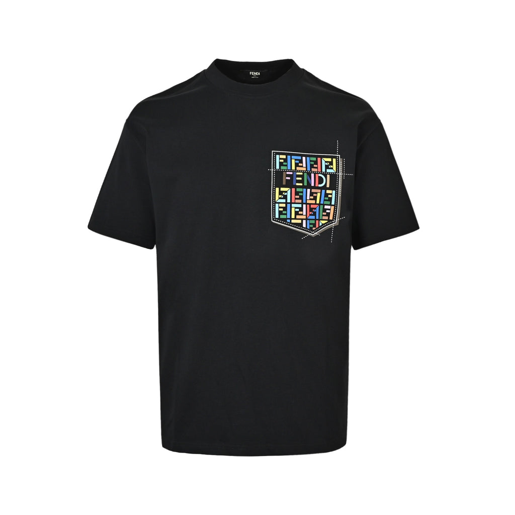 Fendi Multicolor FF Pocket Print Short-Sleeve T-Shirt in Black