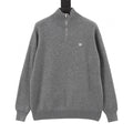 Chanel CC Logo Tonal Embroidered Half-Zip Mock Neck Knit Sweater