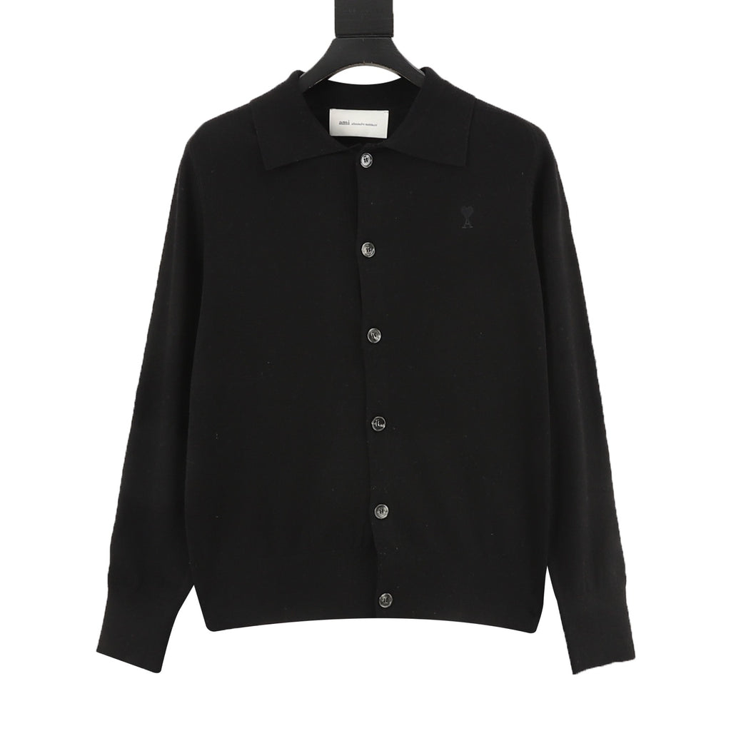 AMI Paris ADC Heart Knit Wool Cardigan