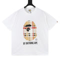 BAPE Men's White Plaid Ape Head T-Shirt