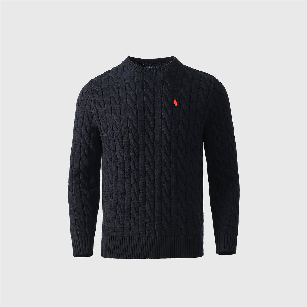 Polo Ralph Lauren Women's Men's Black Cable Knit Crewneck Sweater