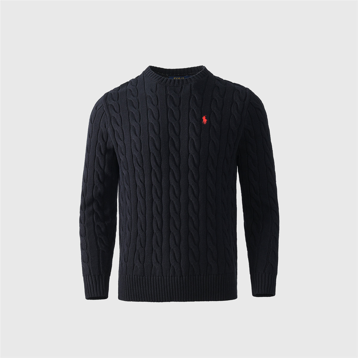 Polo Ralph Lauren Women's Men's Black Cable Knit Crewneck Sweater