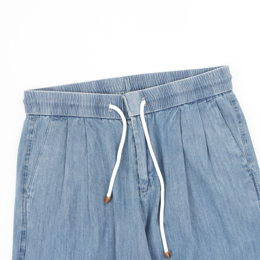 Brunello Cucinelli Washed Cotton Denim Casual Trousers