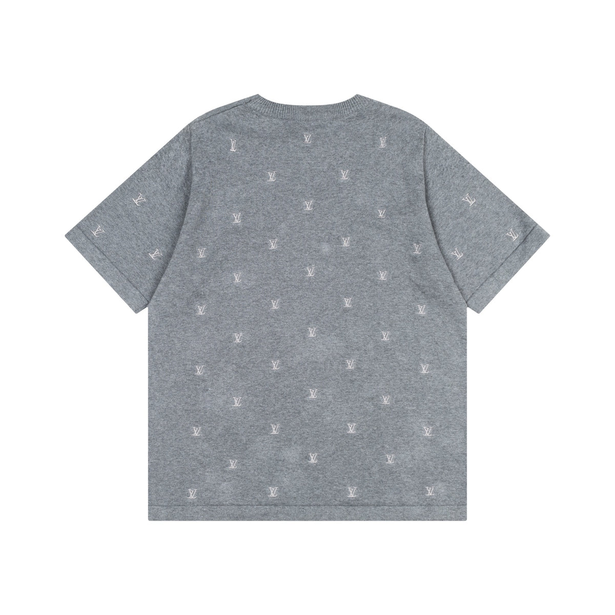 Louis Vuitton All-Over LV Embroidered Knit Short-Sleeve T-Shirt in Grey