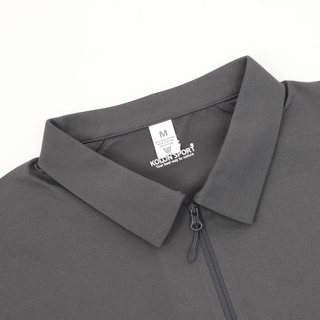 KOLON SPORT Women's & Men's Dark Grey Long-Sleeve Half-Zip Polo