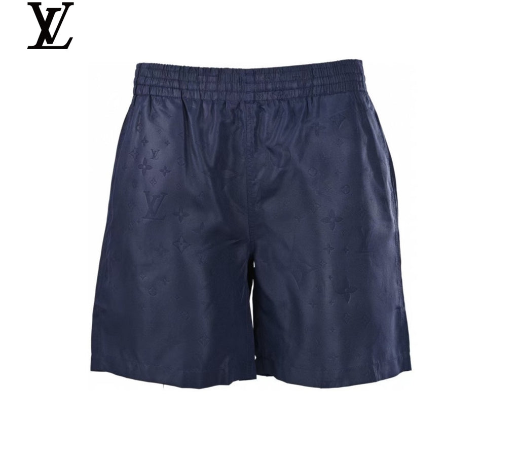 Louis Vuitton Navy Embossed Monogram Elastic Waist Shorts