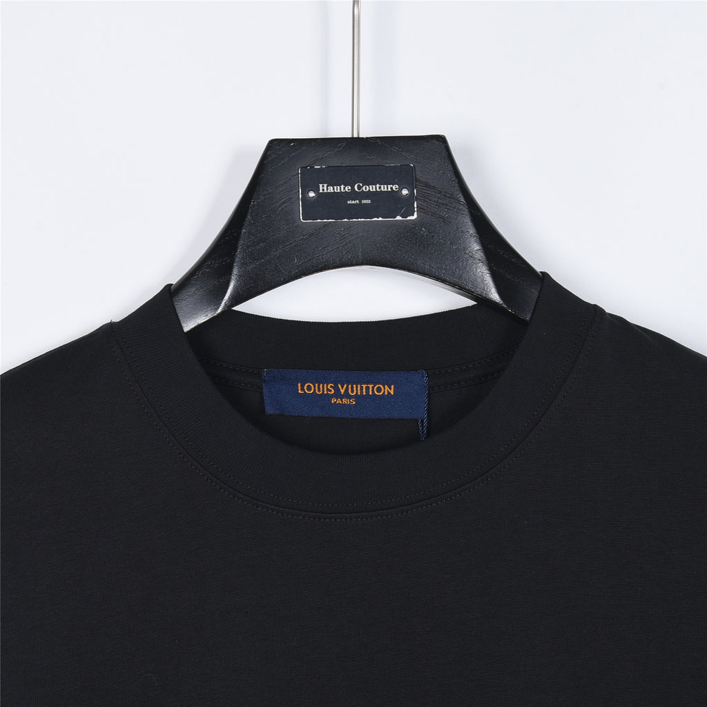 Louis Vuitton Script Vuitton Embroidered Short-Sleeve T-Shirt in Black