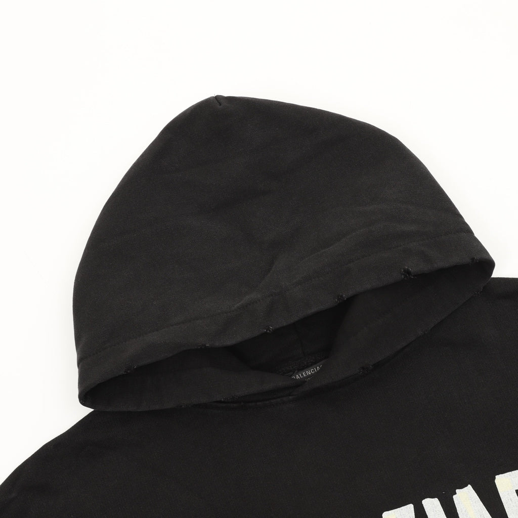 Balenciaga 26SS Destroyed Logo Print Washed Hoodie