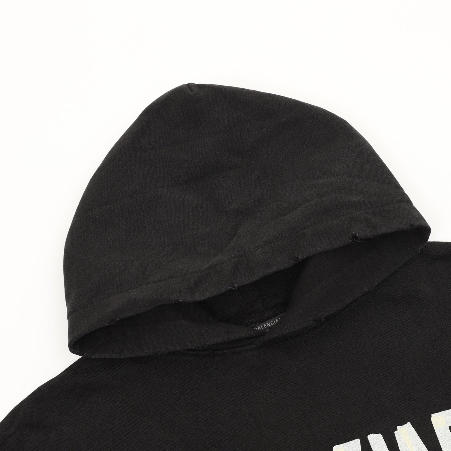 Balenciaga 26SS Destroyed Logo Print Washed Hoodie