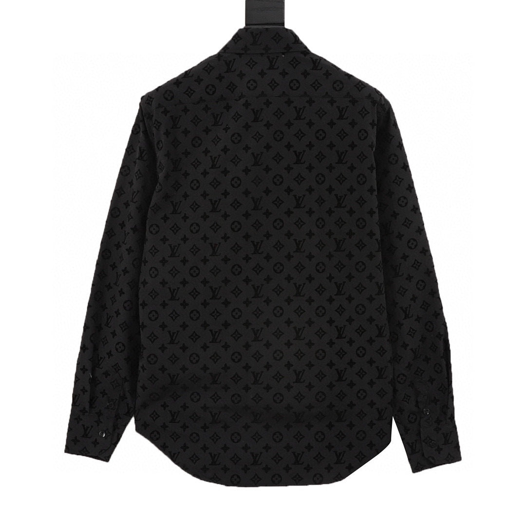 Louis Vuitton LV Monogram All-Over Flocked Long-Sleeve Shirt