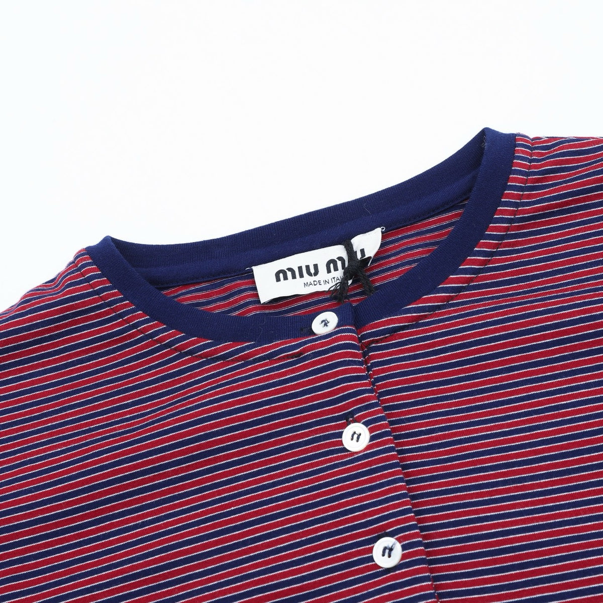Miu Miu Women's Men's Red & Navy Striped Long-Sleeve Henley Top