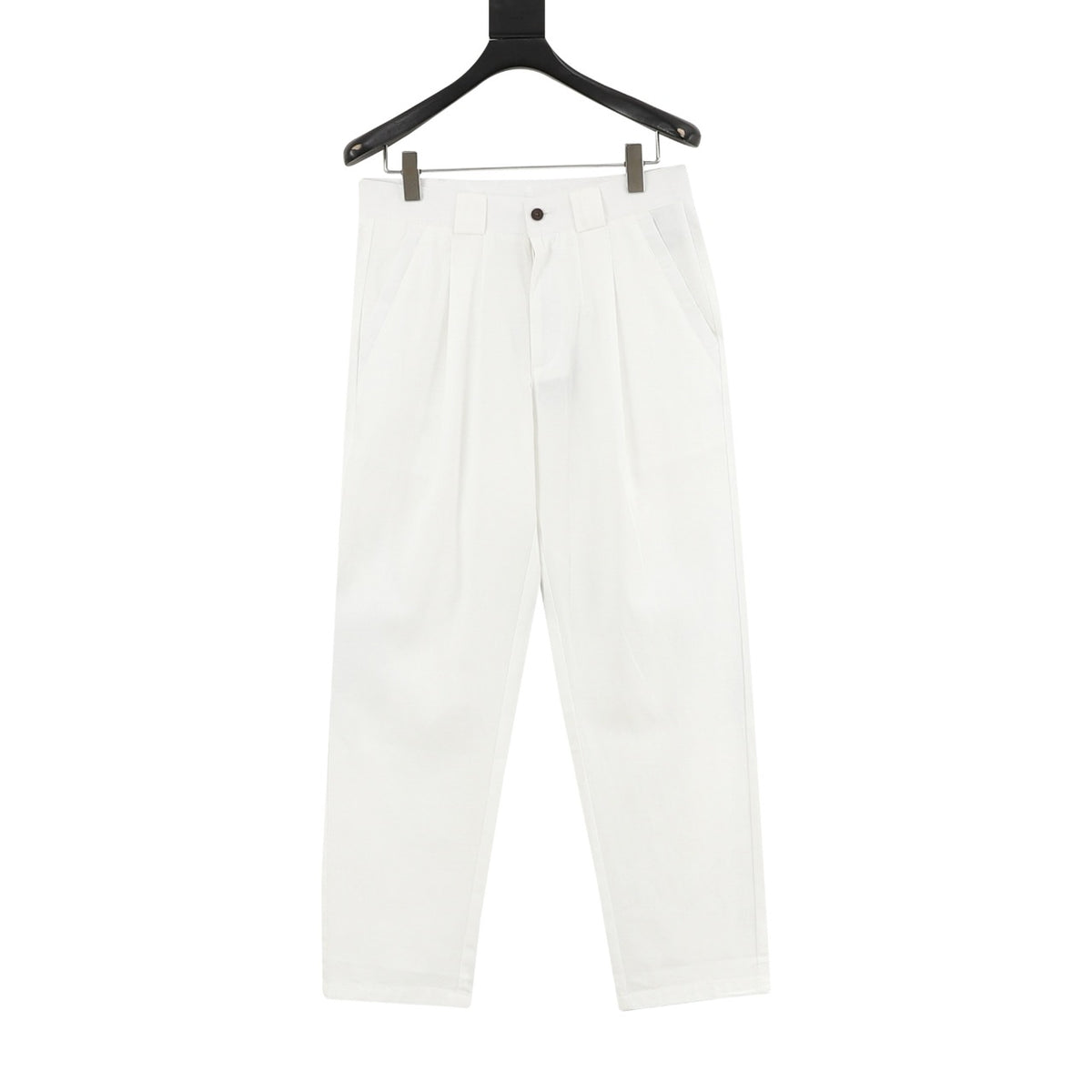 Loewe Women's Men's White Pleated Straight-Leg Trousers