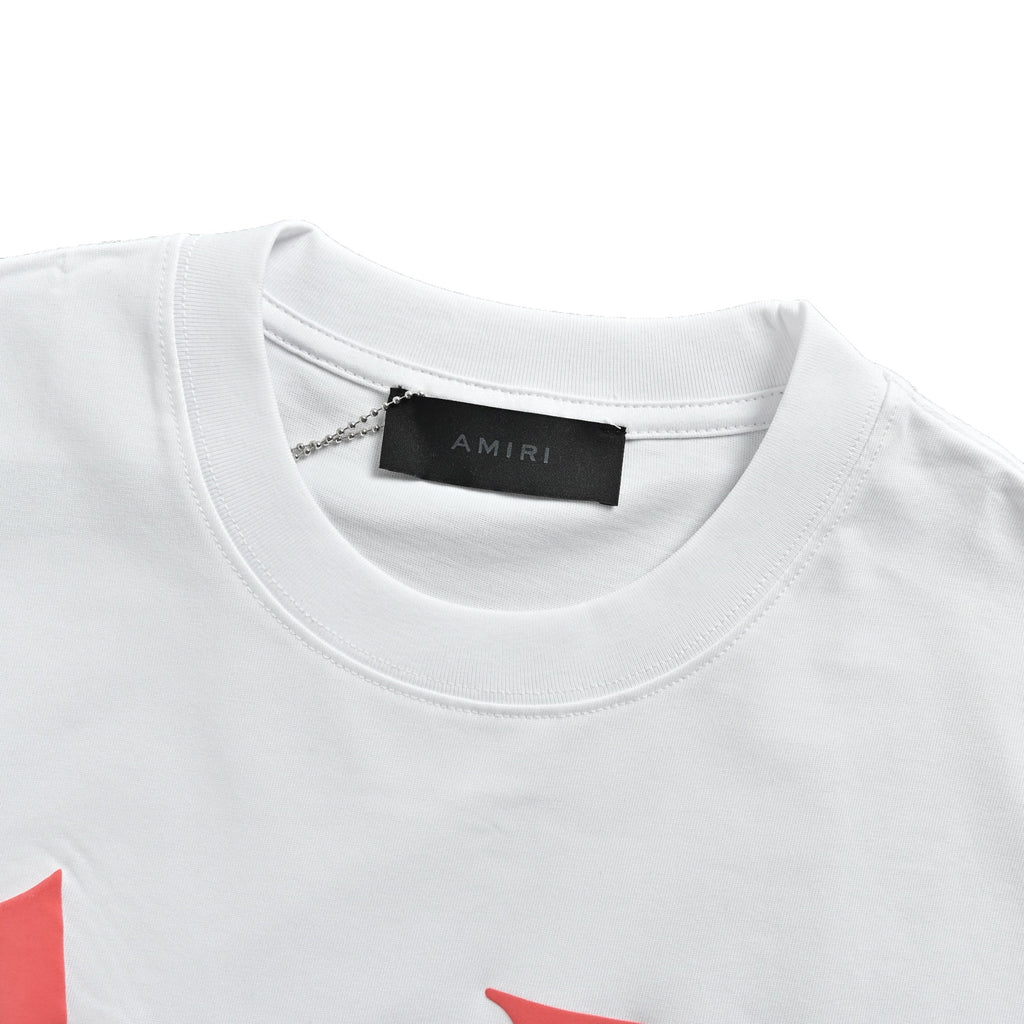 Amiri Men's White Red Overlapping Logo Print T-Shirt