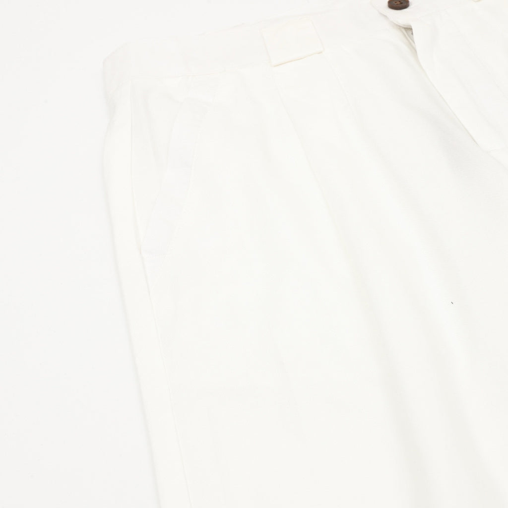 Brunello Cucinelli Cotton-Linen Panama Weave Pleated Trousers