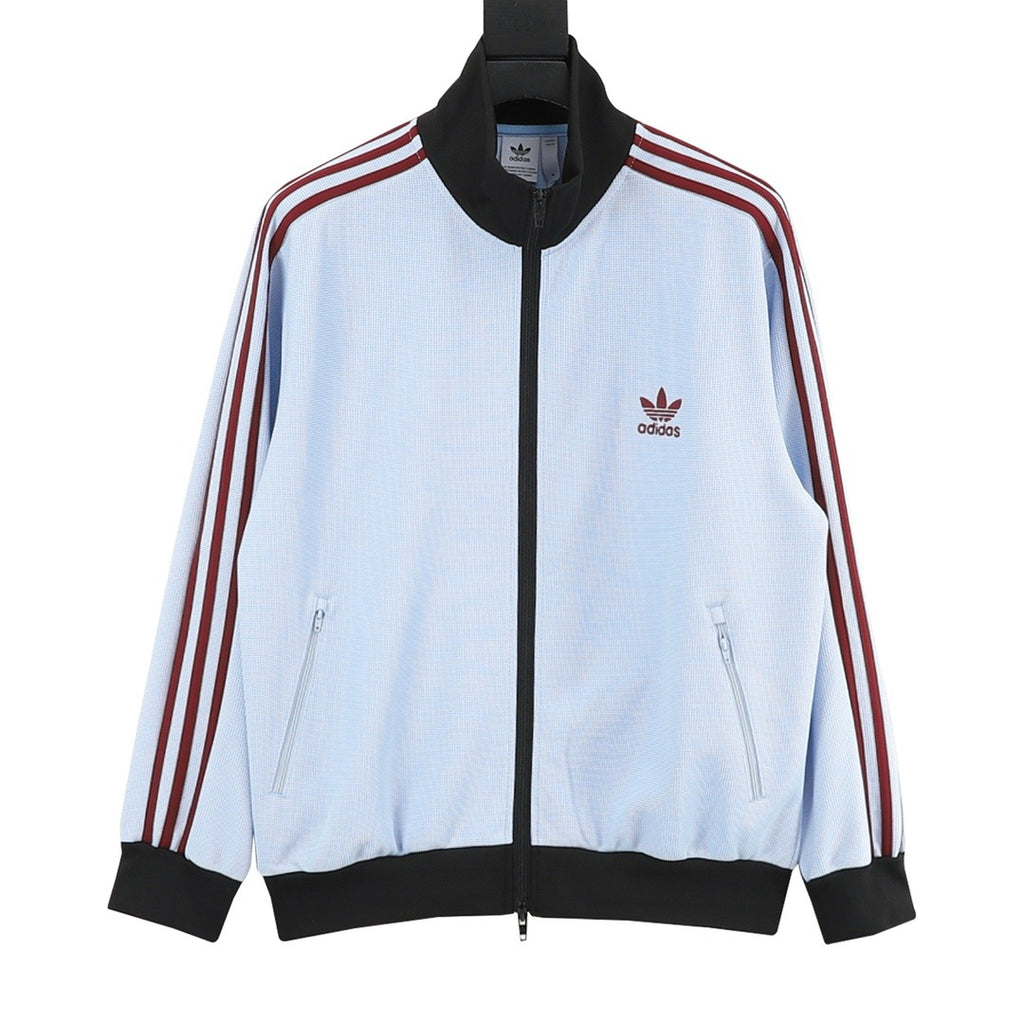 Adidas Originals American Retro Trefoil Track Jacket | Cream Burgundy Stripe Navy Trim