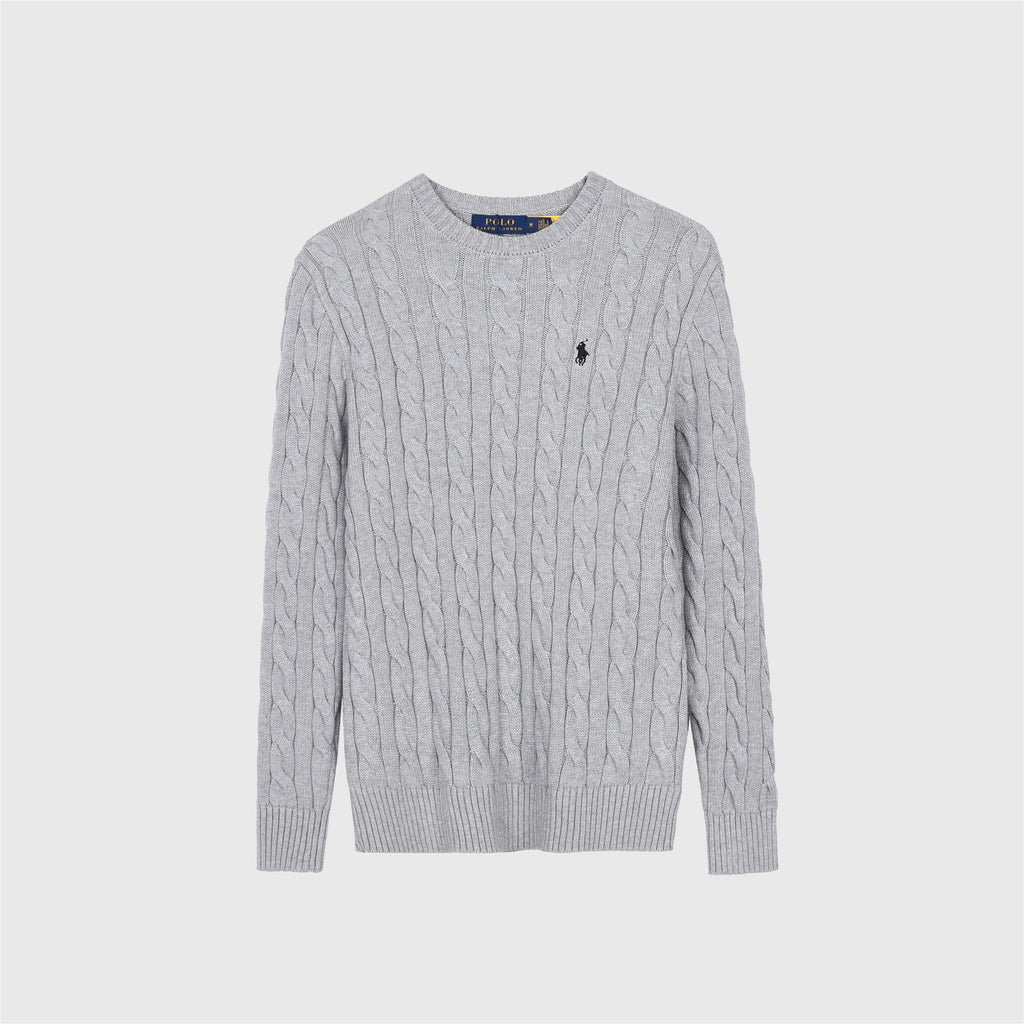Polo Ralph Lauren Women's Men's Light Grey Cable Knit Crewneck Sweater