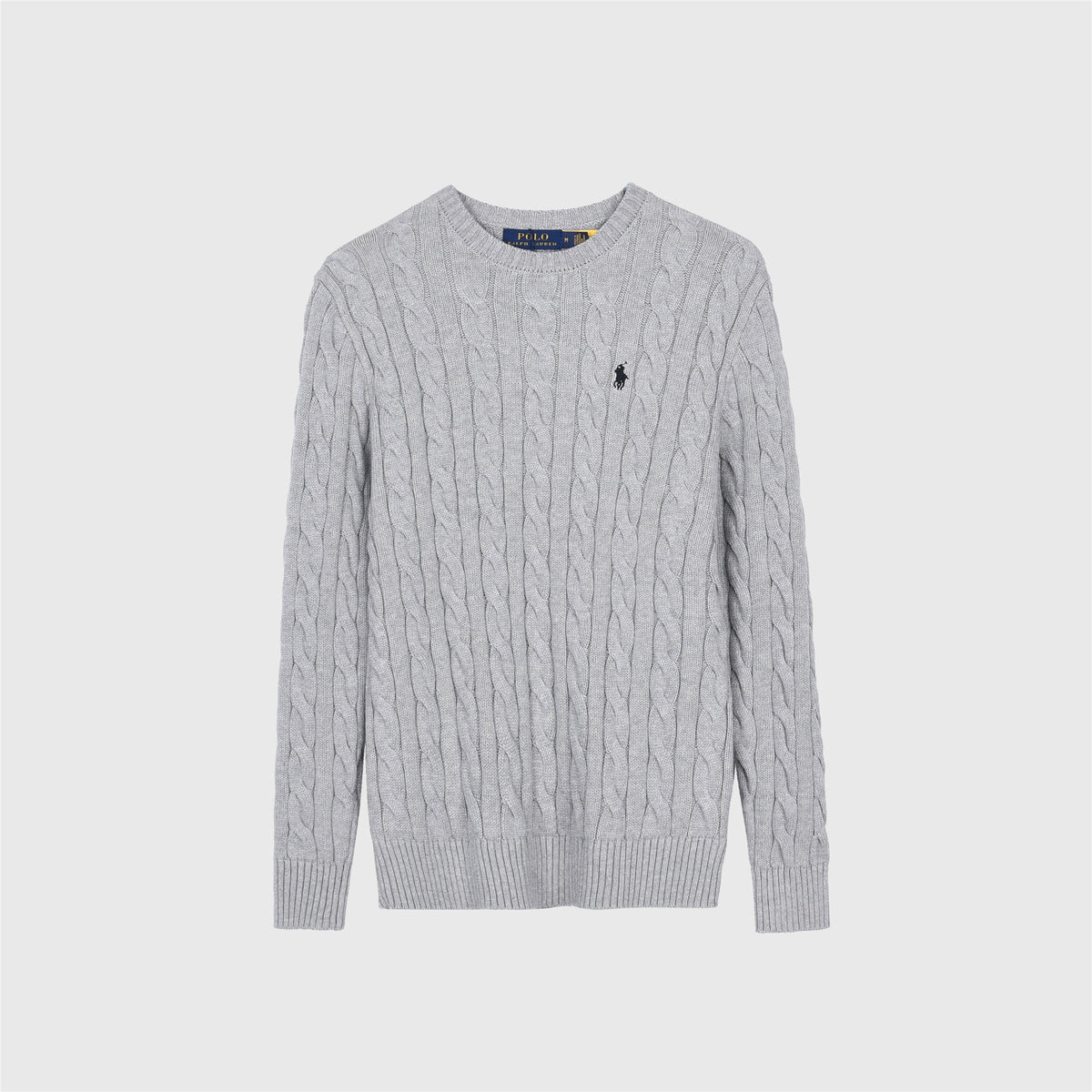 Polo Ralph Lauren Women's Men's Light Grey Cable Knit Crewneck Sweater