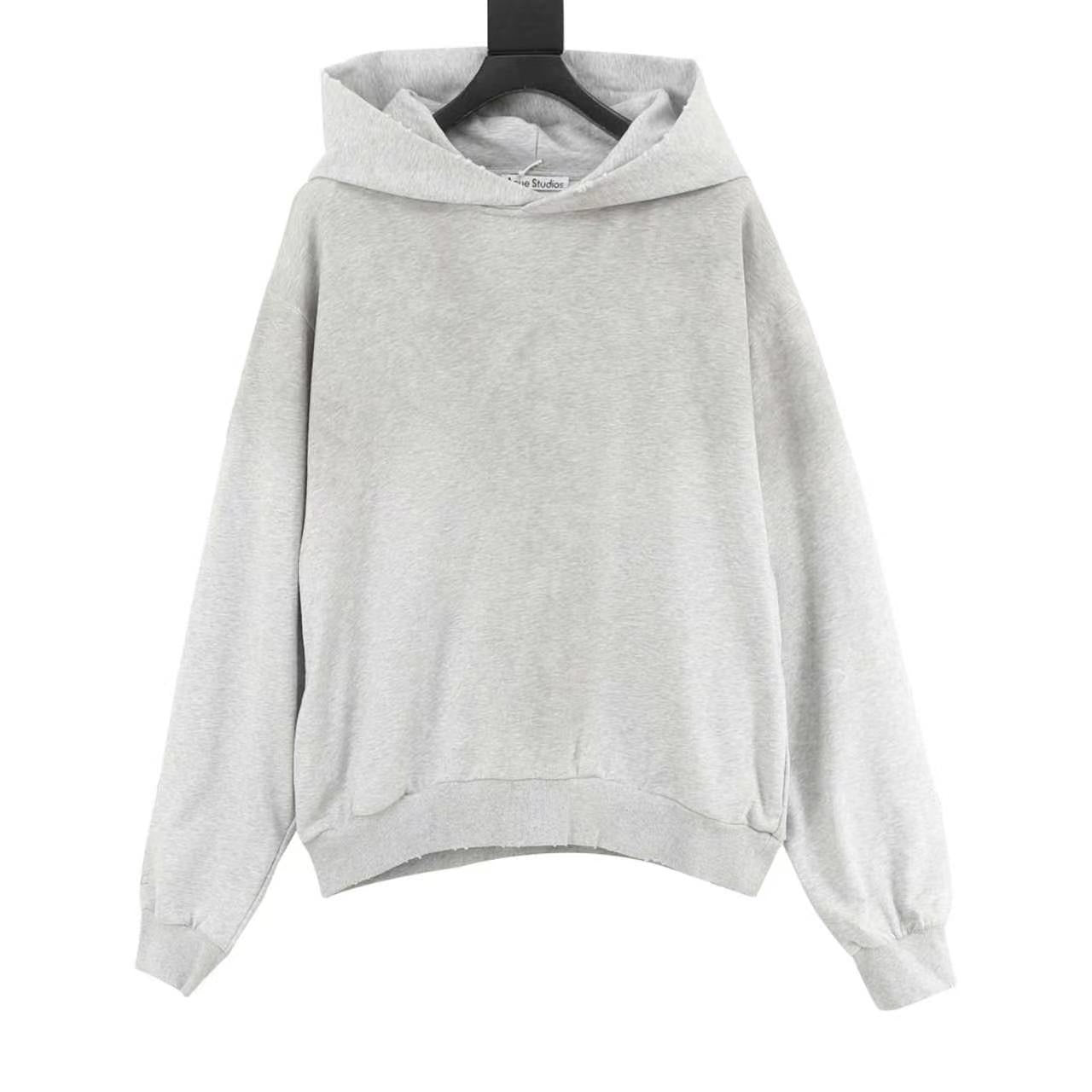 Acne Studios Six-Color Spray Paint Distressed Back Letter Hoodie | Light Grey Oversized Luxury Sweatshirt