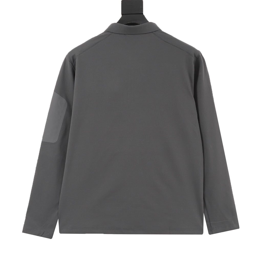KOLON SPORT Women's & Men's Dark Grey Long-Sleeve Half-Zip Polo