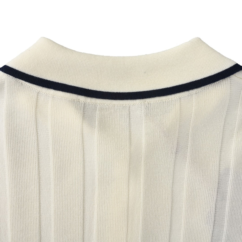 Loro Piana Off-White Contrast-Trim Knit Polo Shirt