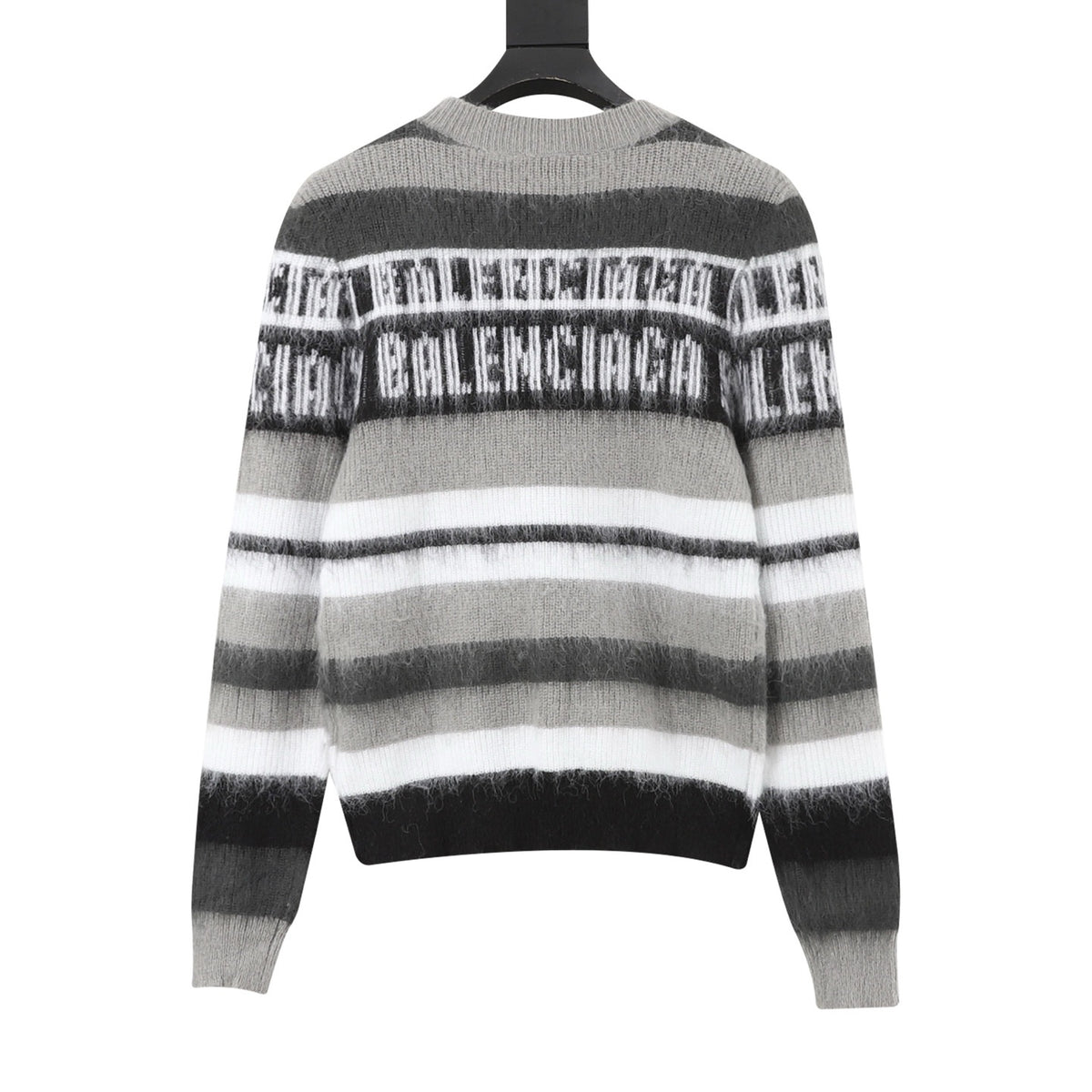 Balenciaga Women's & Men's Grey Mix Logo Striped Knit Sweater