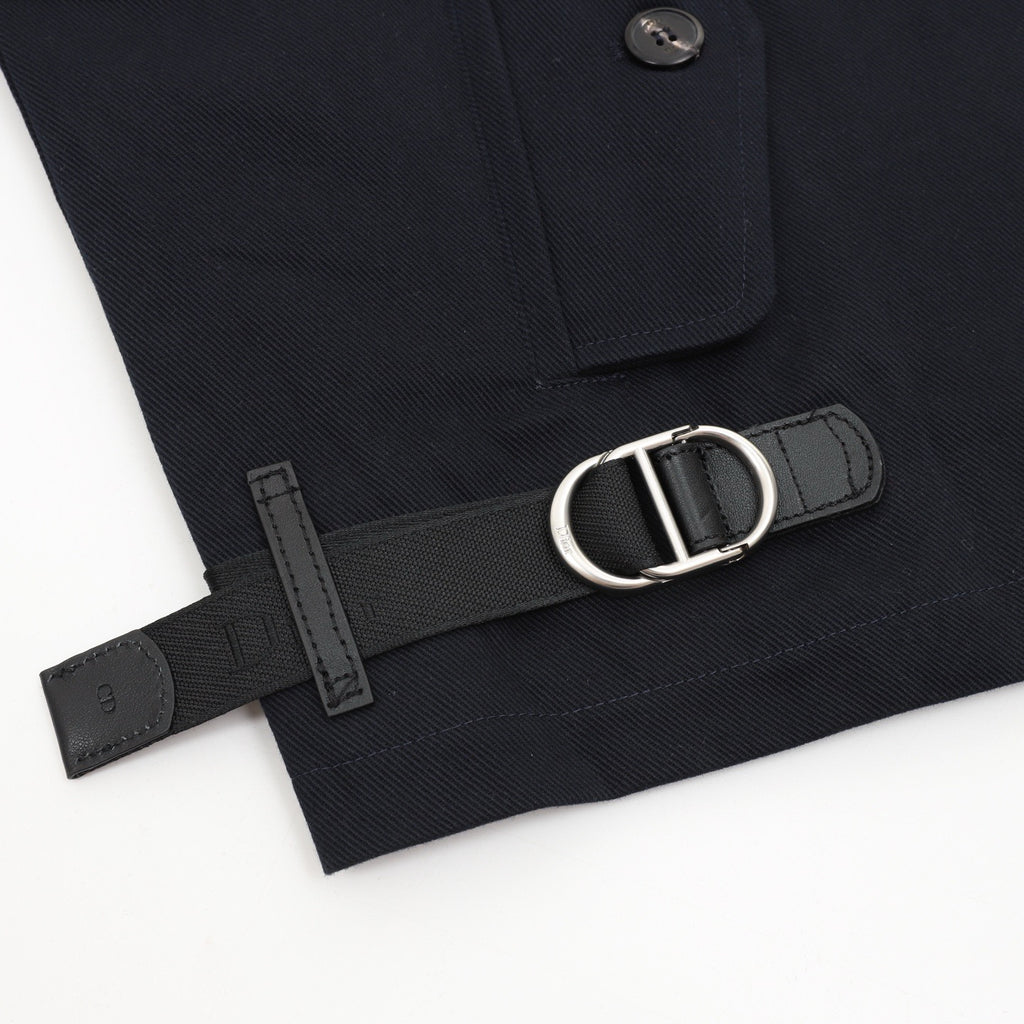 Dior CD Buckle Leather Collar Wool Jacket