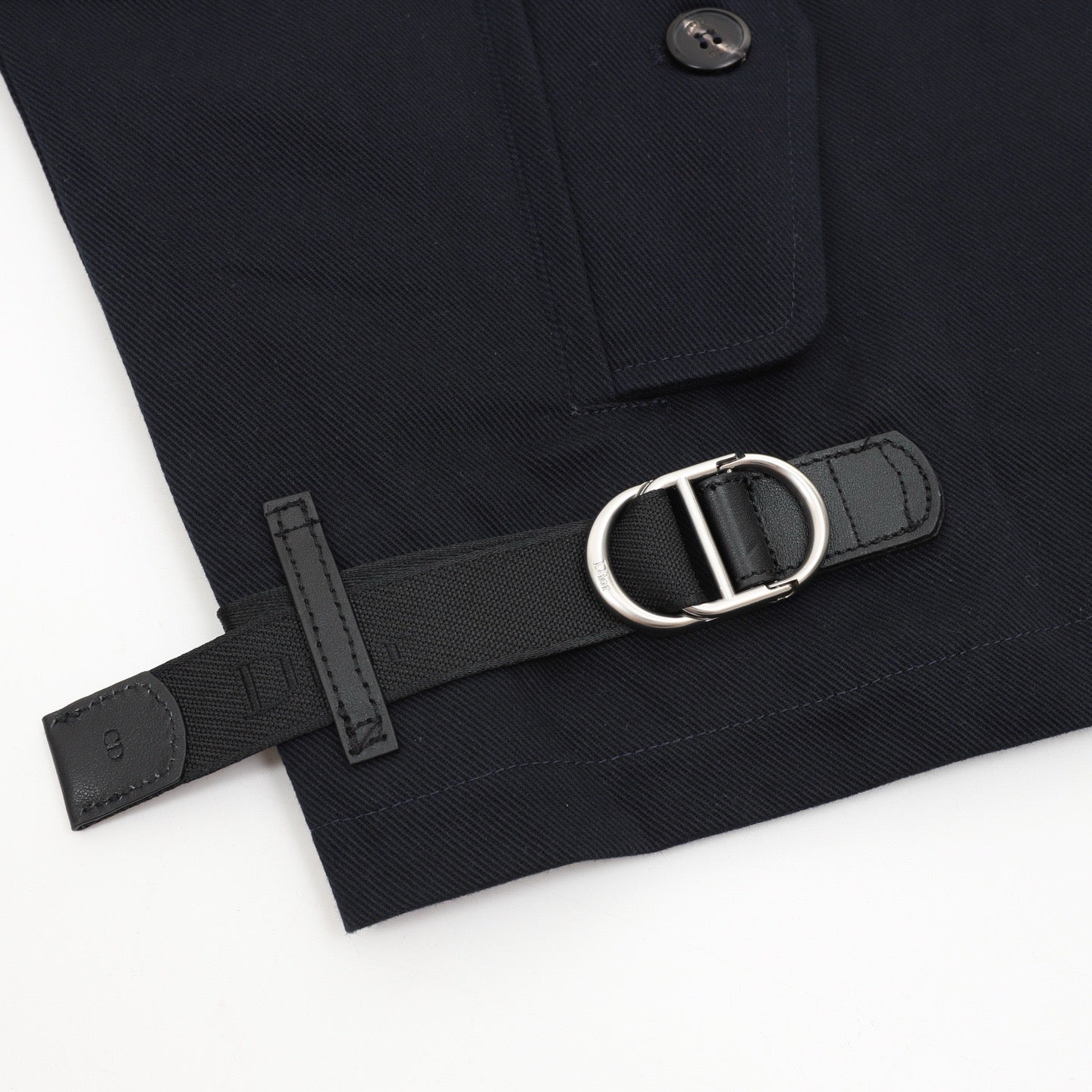 Dior CD Buckle Leather Collar Wool Jacket