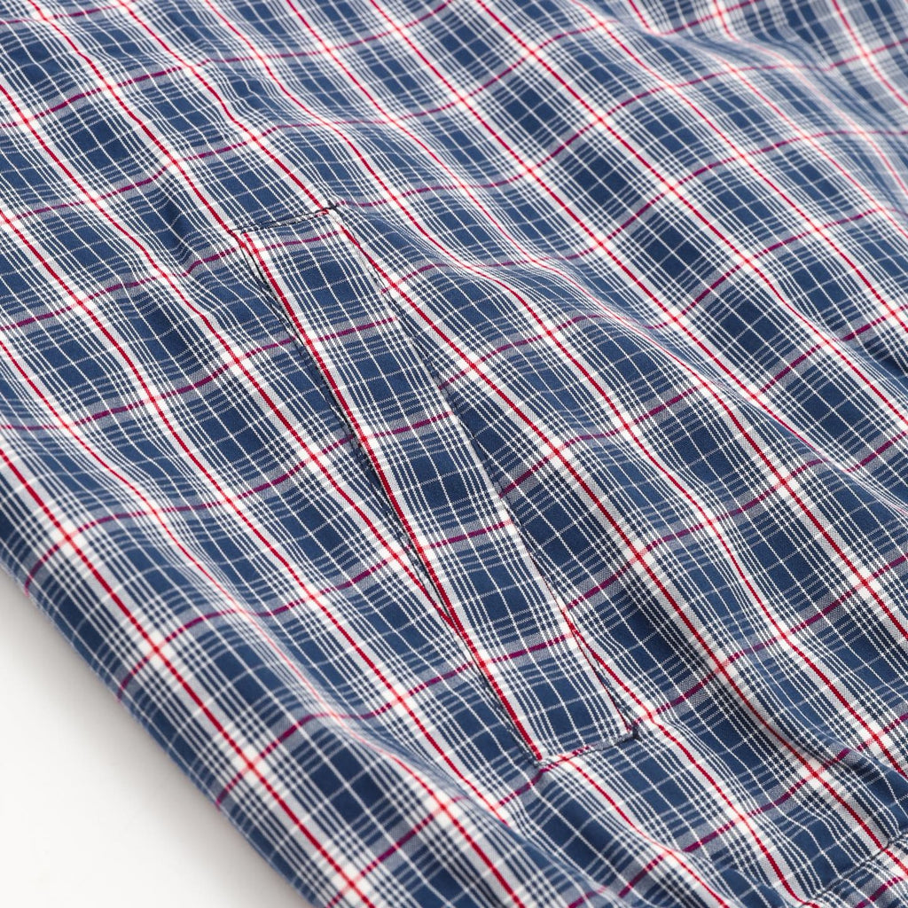 Miu Miu Blue Plaid Embroidered Logo Shirt Jacket | Elastic Hem Preppy Casual Outerwear
